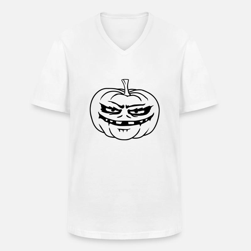 Monster Kürbis Comic Halloween - Männer-T-Shirt mit V-Ausschnitt - Weiß