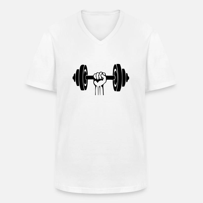 hand hantel - Männer-T-Shirt mit V-Ausschnitt - Weiß