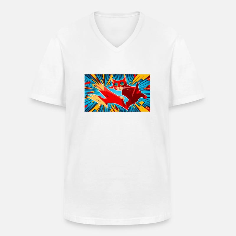 Flash Cat - Männer-T-Shirt mit V-Ausschnitt - Weiß