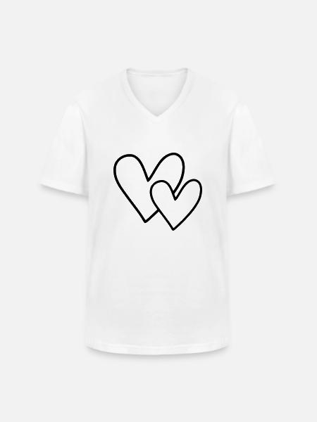 2 Hearts - Men's V-Neck T-Shirt - white