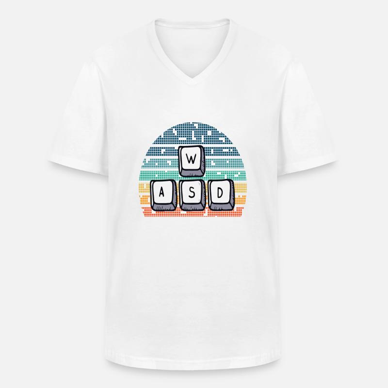 WASD Retro - Männer-T-Shirt mit V-Ausschnitt - Weiß
