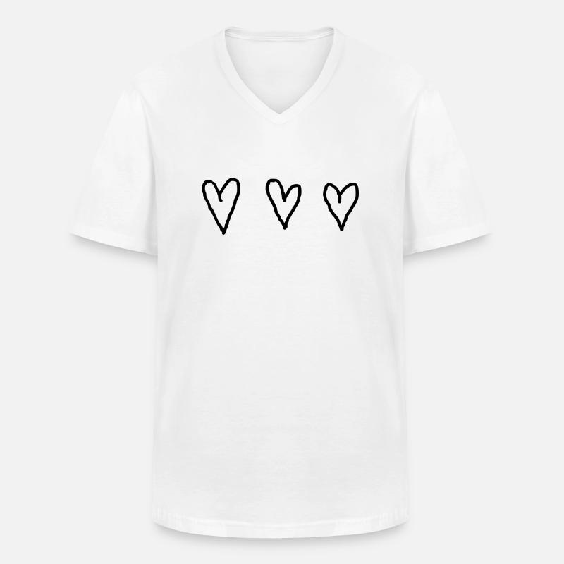 3 Herzen - Männer-T-Shirt mit V-Ausschnitt - Weiß