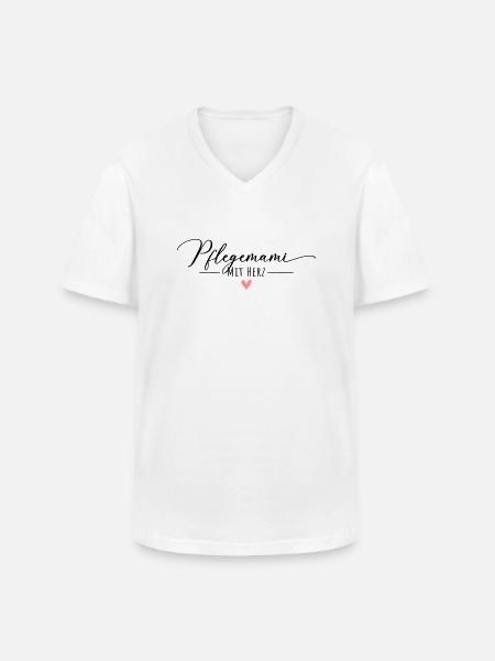 Pflegemami mit Herz Pflegemama - Männer-T-Shirt mit V-Ausschnitt - Weiß