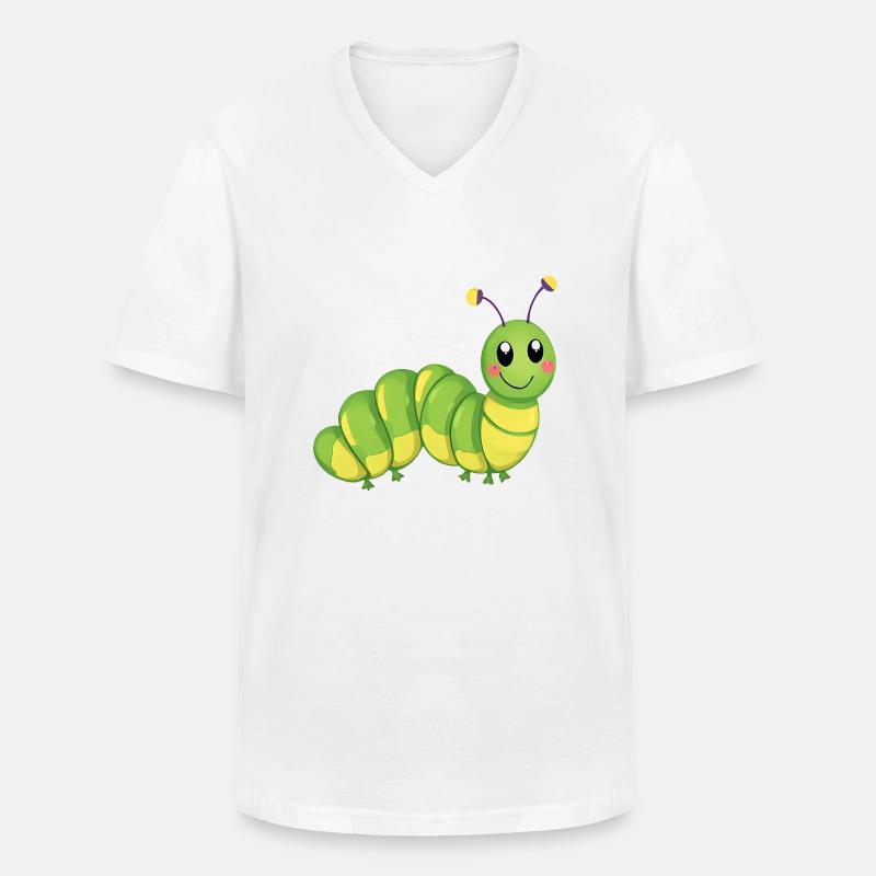 Lächelnde Raupe - Männer-T-Shirt mit V-Ausschnitt - Weiß