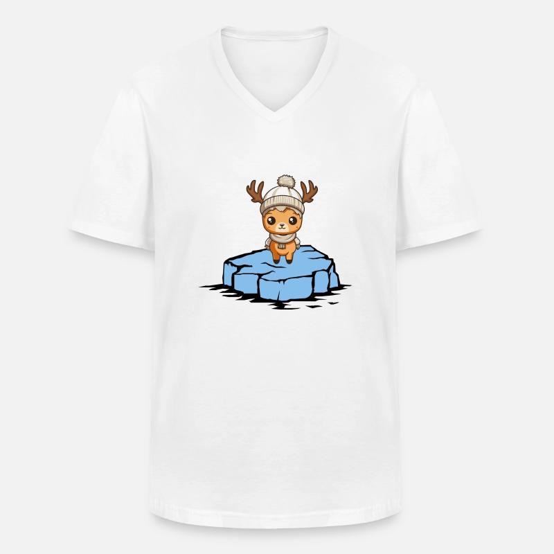 Reh Eisscholle - Männer-T-Shirt mit V-Ausschnitt - Weiß