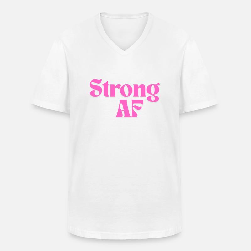 Starker AF - rosa Design - Männer-T-Shirt mit V-Ausschnitt - Weiß