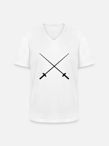 Escrime, épée - T-shirt col V Homme - blanc