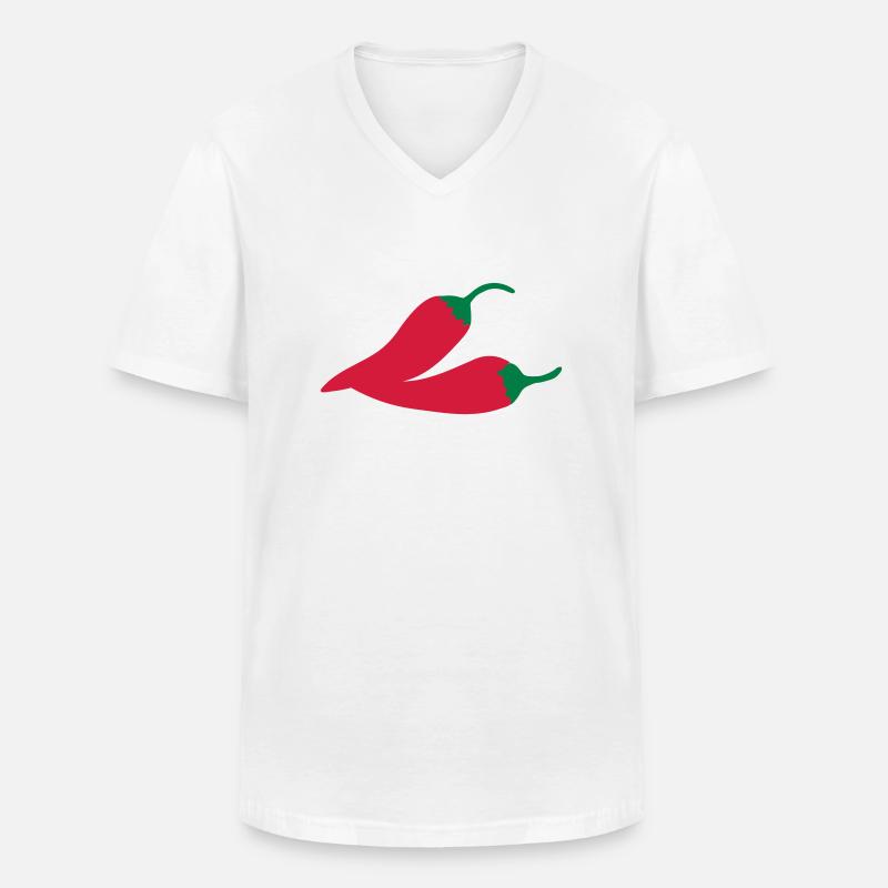 Chilischote - Männer-T-Shirt mit V-Ausschnitt - Weiß