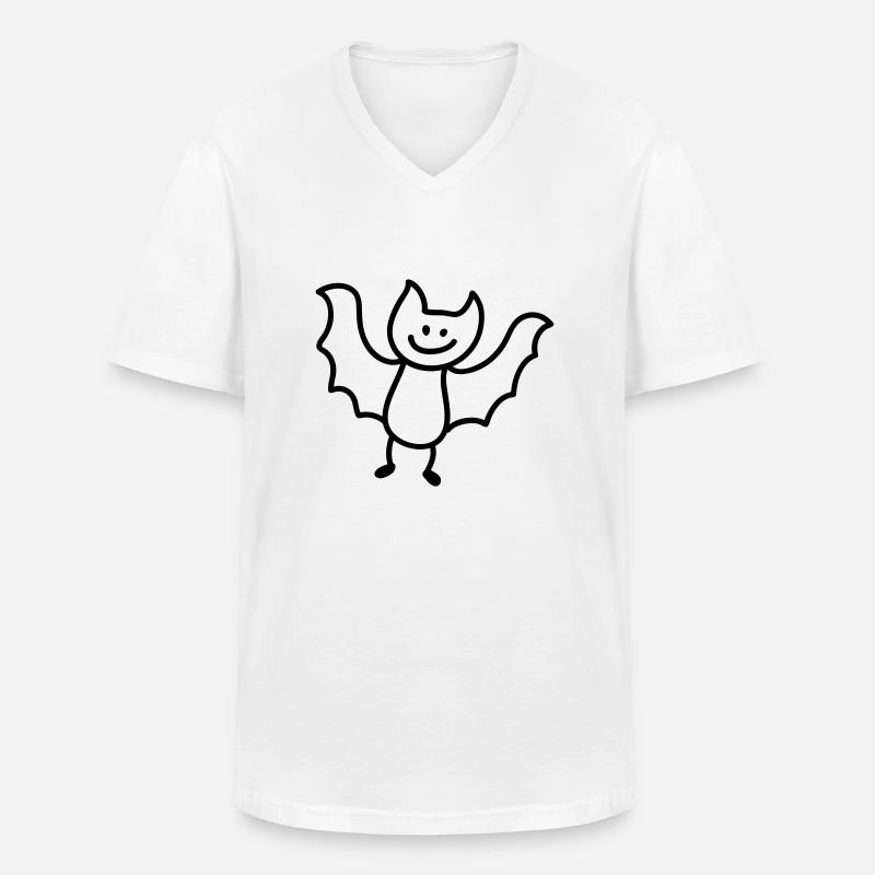 Fledermaus - Line - Männer-T-Shirt mit V-Ausschnitt - Weiß