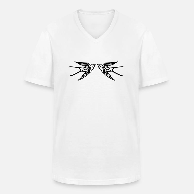 Schwalben - Männer-T-Shirt mit V-Ausschnitt - Weiß