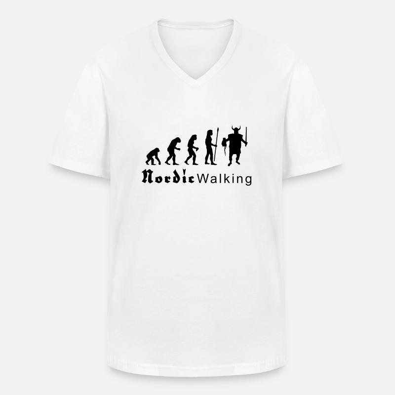 evolution_nordicwalking1 - Männer-T-Shirt mit V-Ausschnitt - Weiß