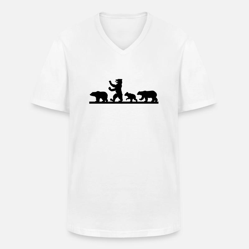 Bärlin - Männer-T-Shirt mit V-Ausschnitt - Weiß