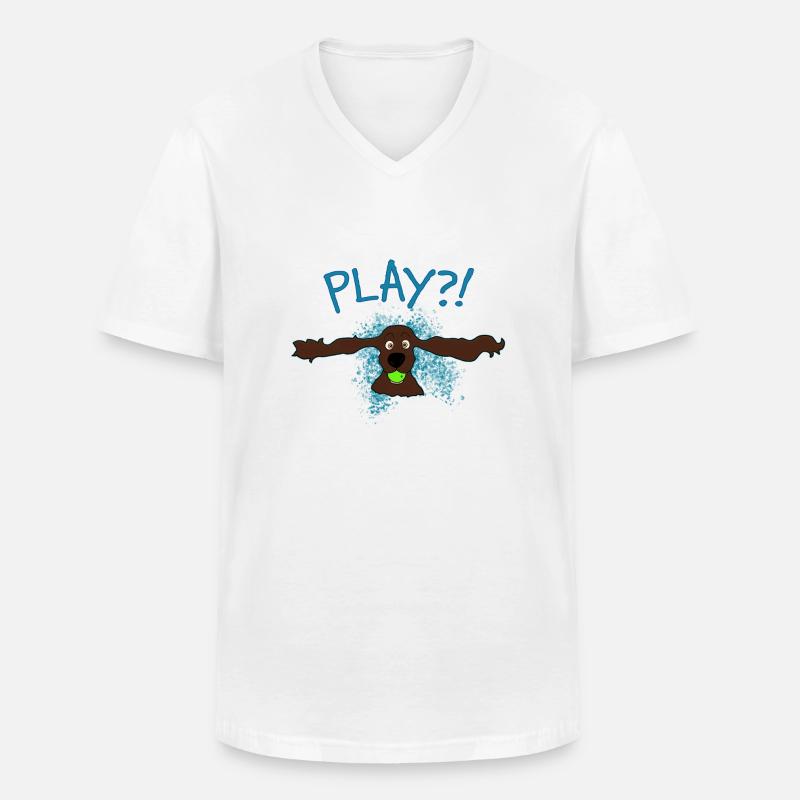 Cocker Spaniel Play?! - Männer-T-Shirt mit V-Ausschnitt - Weiß