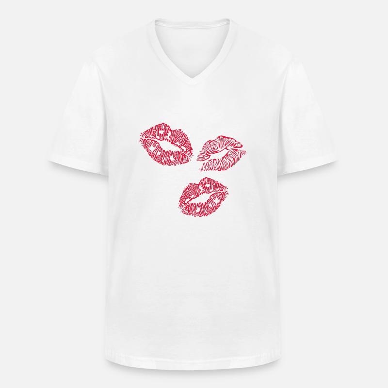 lips - Men's V-Neck T-Shirt - white
