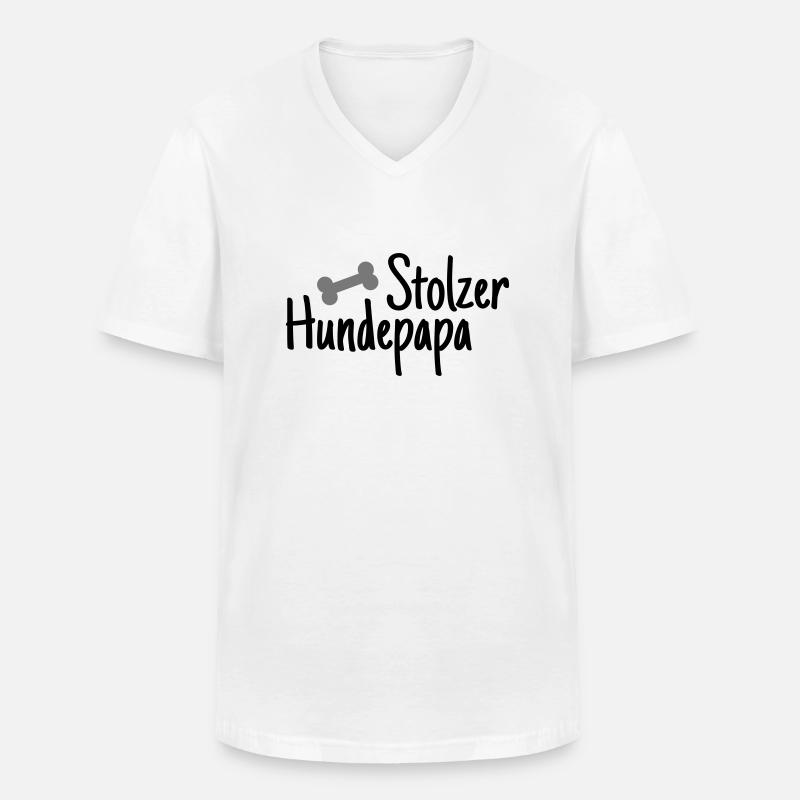 Stolzer Hundepapa - Männer-T-Shirt mit V-Ausschnitt - Weiß