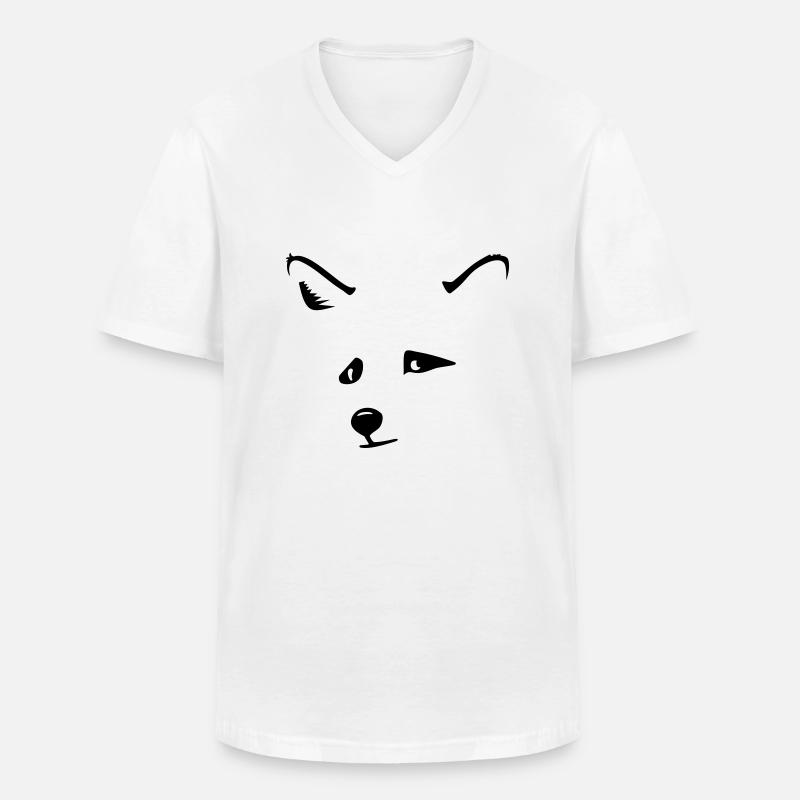 Fuchskopf / fox head (1c) - Männer-T-Shirt mit V-Ausschnitt - Weiß