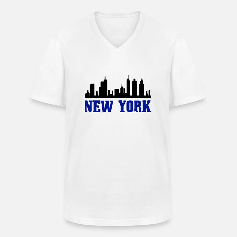 New York - Männer-T-Shirt mit V-Ausschnitt - Weiß
