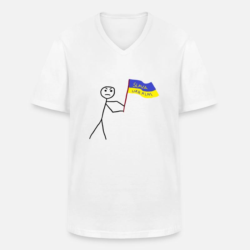 Ukrainisch - Männer-T-Shirt mit V-Ausschnitt - Weiß