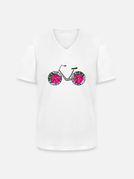 Fahrrad - Männer-T-Shirt mit V-Ausschnitt - Weiß
