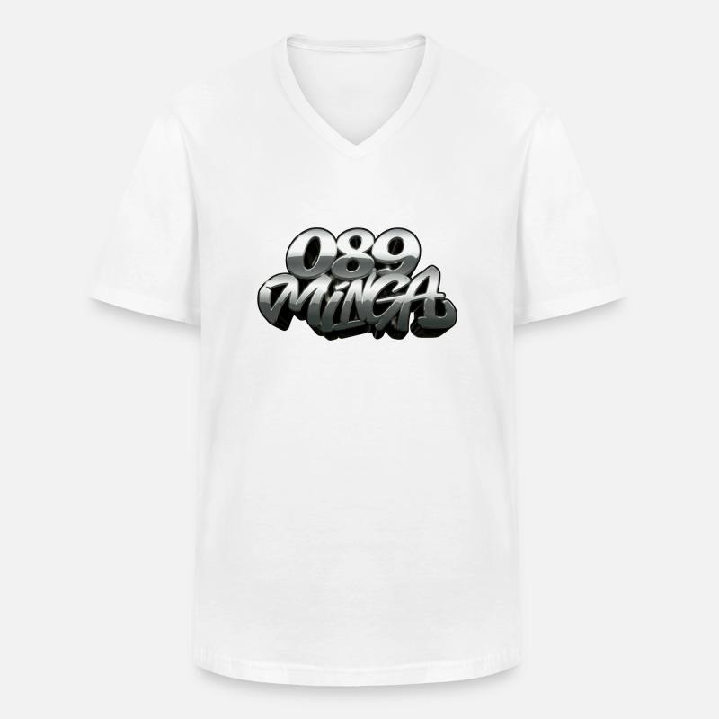 089 Minga Logo - Männer-T-Shirt mit V-Ausschnitt - Weiß