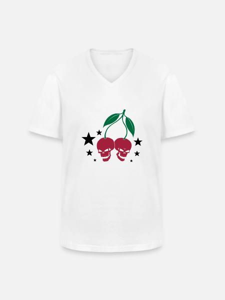 Cherry Skulls - Männer-T-Shirt mit V-Ausschnitt - Weiß