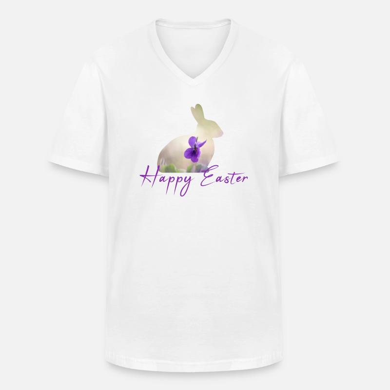 Happy Easter - Männer-T-Shirt mit V-Ausschnitt - Weiß