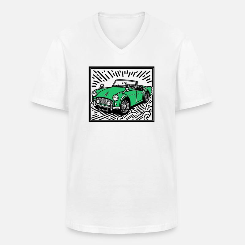 Grünes Oldtimer-Auto - Männer-T-Shirt mit V-Ausschnitt - Weiß