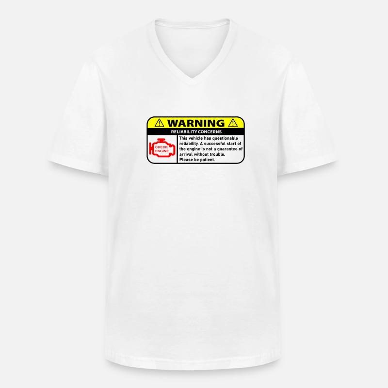 WARNUNG - Männer-T-Shirt mit V-Ausschnitt - Weiß