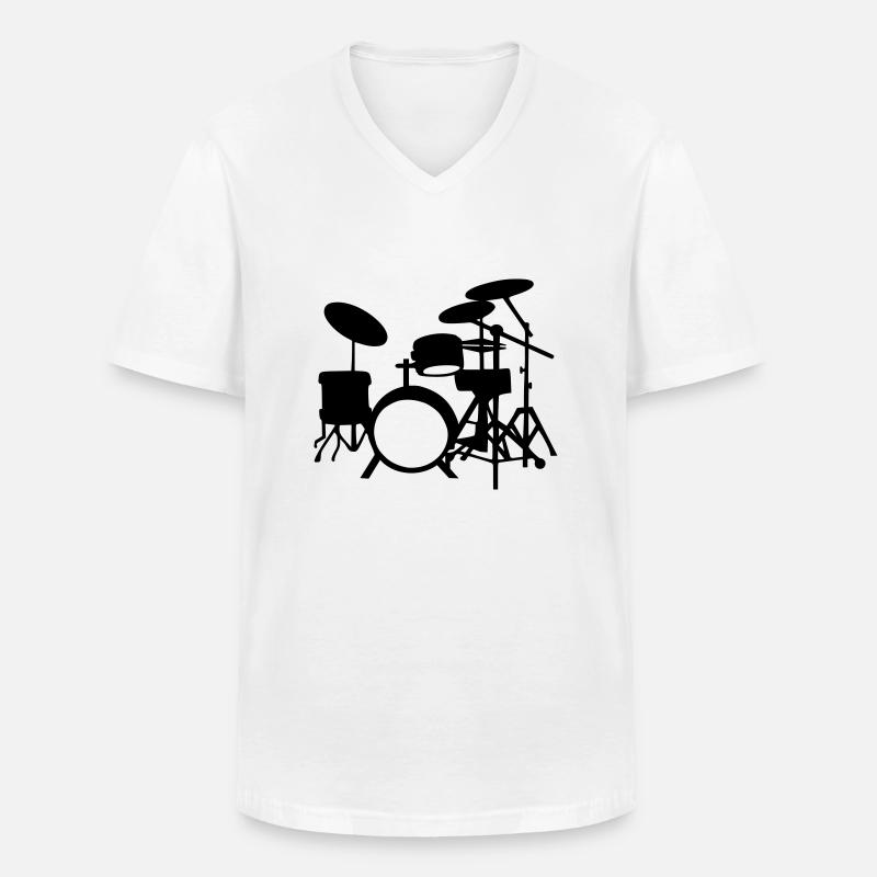 Schlagzeug - Männer-T-Shirt mit V-Ausschnitt - Weiß
