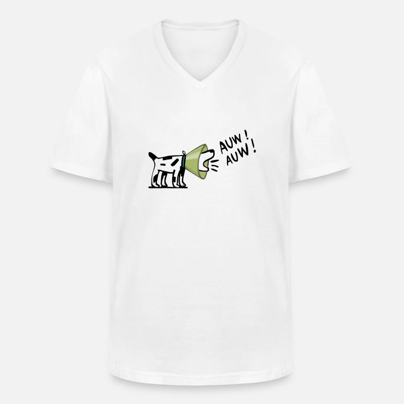 Hund - Männer-T-Shirt mit V-Ausschnitt - Weiß
