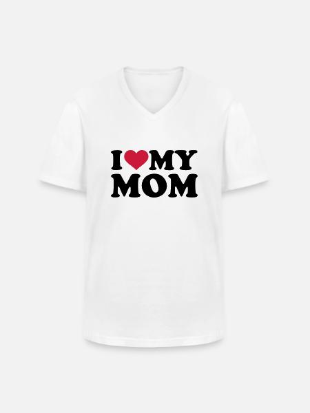I love my Mom - T-shirt med V-ringning herr - vit