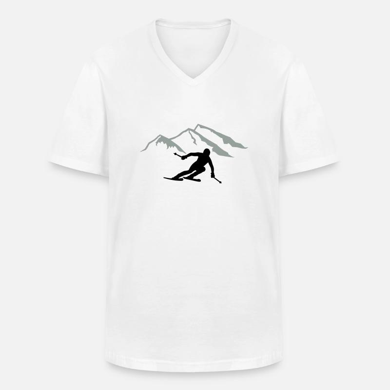 Ski - Männer-T-Shirt mit V-Ausschnitt - Weiß