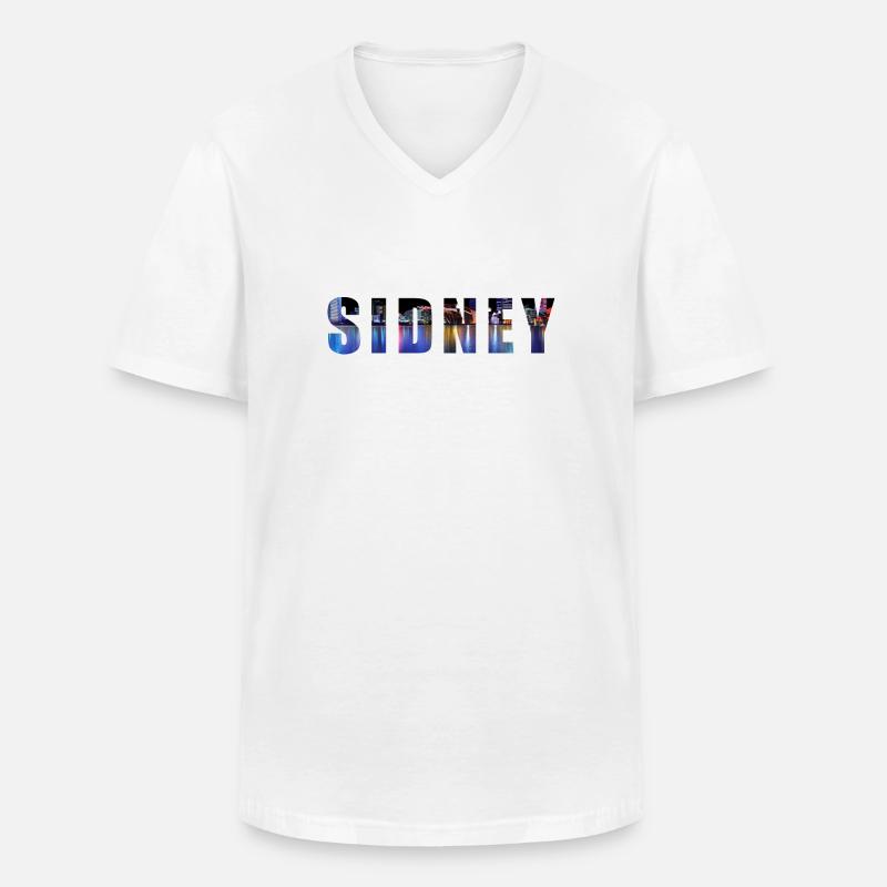 Sidney - Männer-T-Shirt mit V-Ausschnitt - Weiß