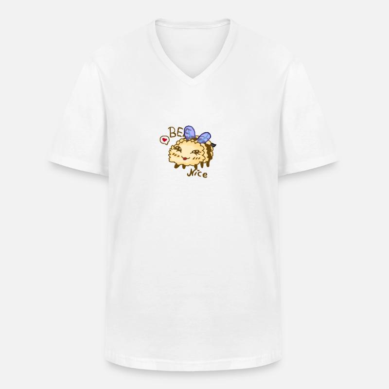 bee nice - Männer-T-Shirt mit V-Ausschnitt - Weiß