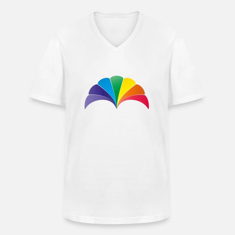 Regenbogen Muschelbogen - Männer-T-Shirt mit V-Ausschnitt - Weiß
