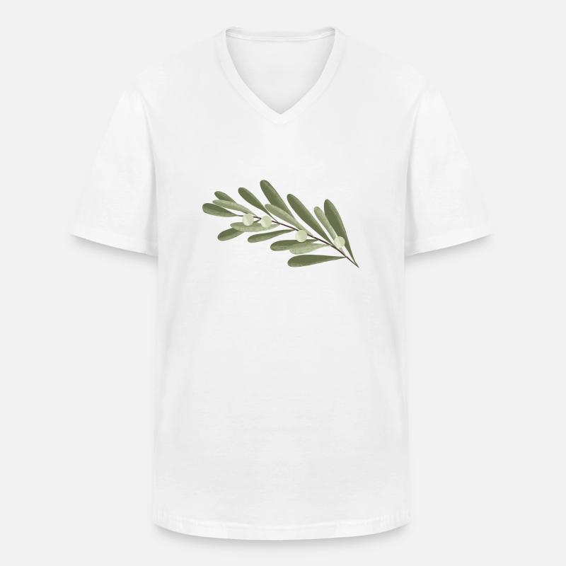 Zweig Olive Ast Blume - Männer-T-Shirt mit V-Ausschnitt - Weiß