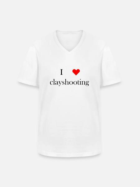 iloveclayshooting black - T-shirt col V Homme - blanc