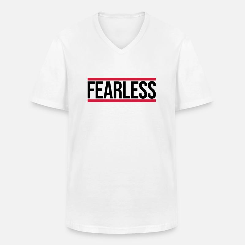 fearless Text Zitat Design - Männer-T-Shirt mit V-Ausschnitt - Weiß