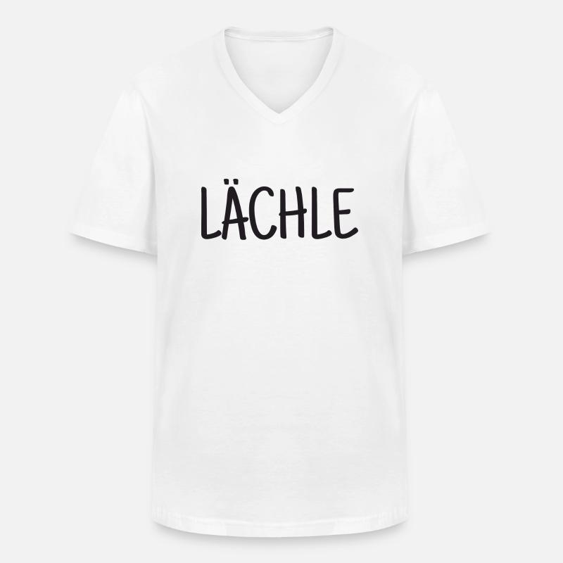 lächle - lachen gute Laune - Männer-T-Shirt mit V-Ausschnitt - Weiß