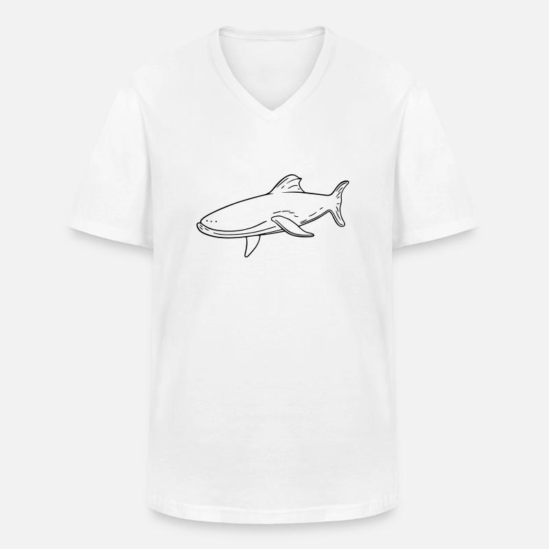 Wal - Männer-T-Shirt mit V-Ausschnitt - Weiß