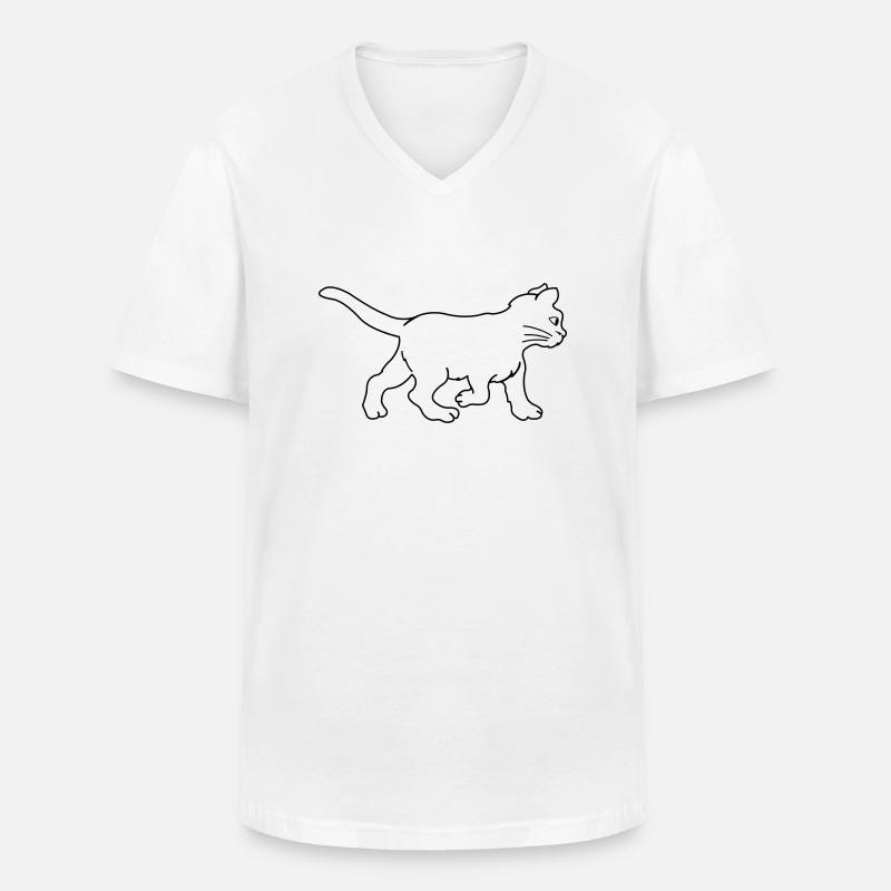 katze - Männer-T-Shirt mit V-Ausschnitt - Weiß