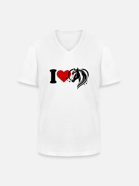 I love horses - Men's V-Neck T-Shirt - white