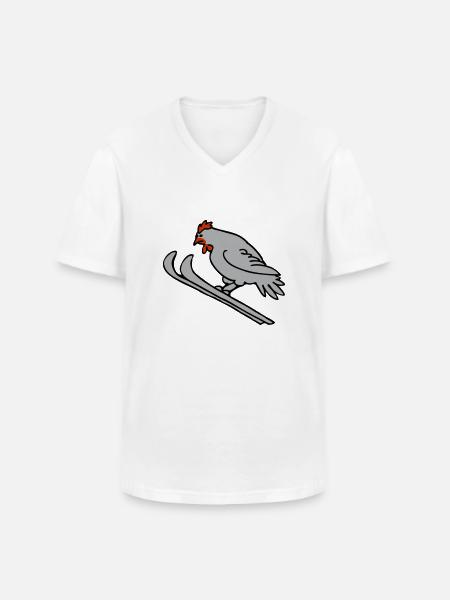 Ski-Henne - Männer-T-Shirt mit V-Ausschnitt - Weiß