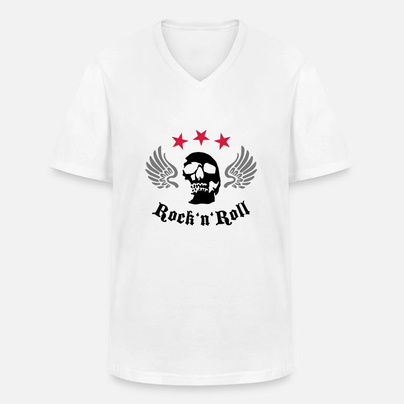 wingskull_092001_b_3c - Männer-T-Shirt mit V-Ausschnitt - Weiß