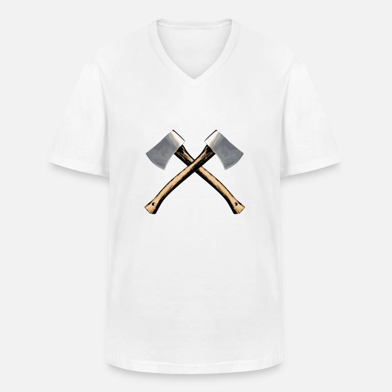 Axt - Männer-T-Shirt mit V-Ausschnitt - Weiß