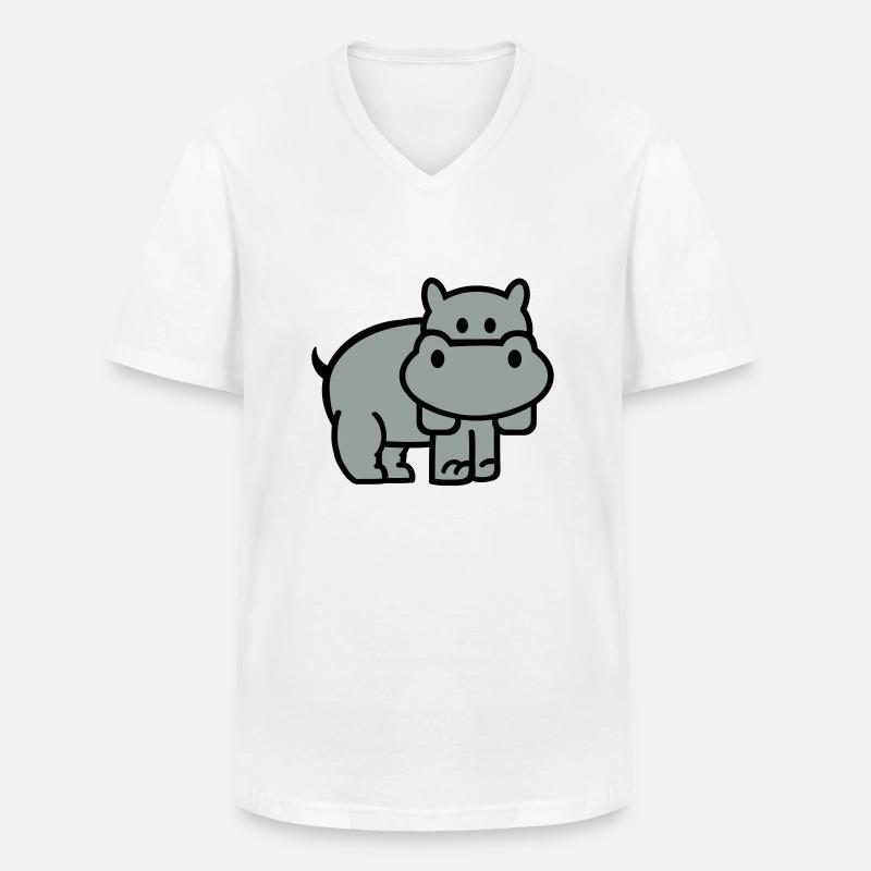 Nilpferd - Männer-T-Shirt mit V-Ausschnitt - Weiß