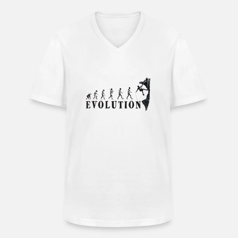 Evolution Klettern - Männer-T-Shirt mit V-Ausschnitt - Weiß