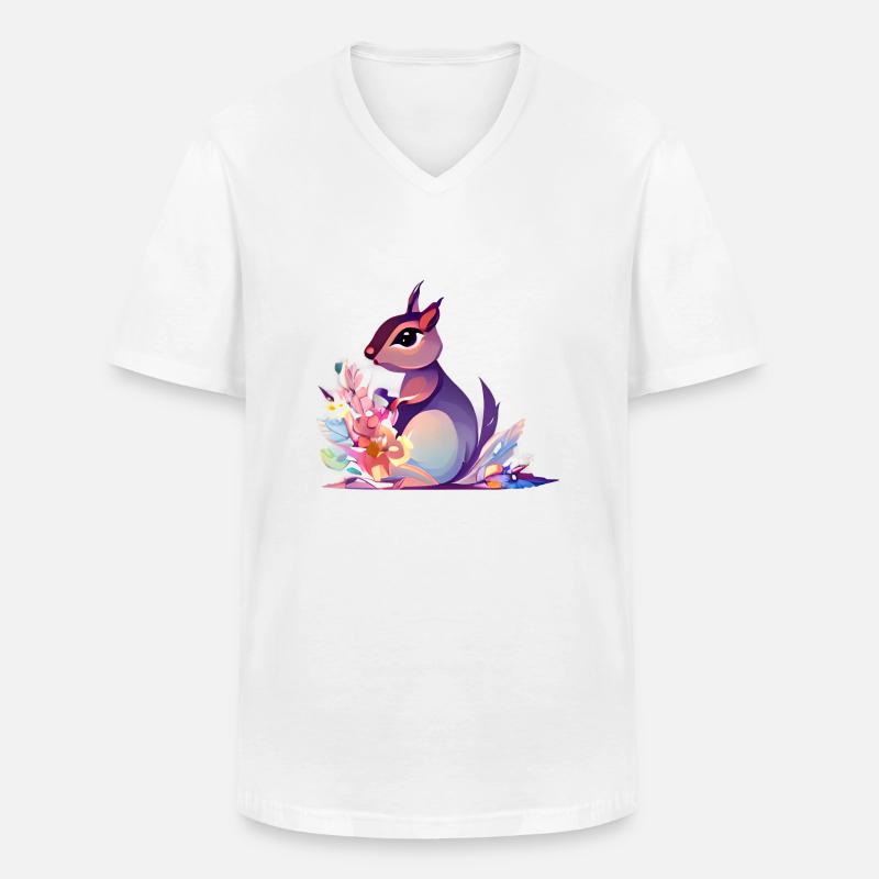 Süßes Eichhörnchen Blumen - Männer-T-Shirt mit V-Ausschnitt - Weiß