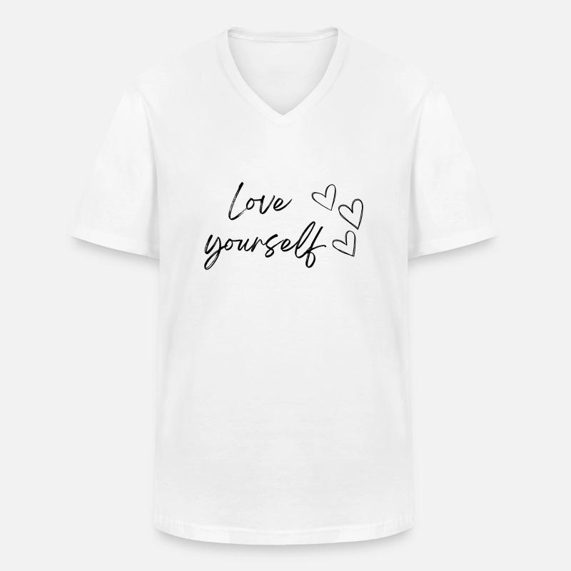Liebe dich selbst (schwarzer Text) - Männer-T-Shirt mit V-Ausschnitt - Weiß