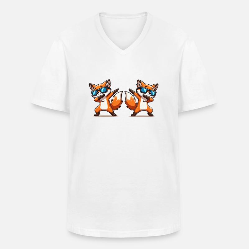 fuchs tier dabbing 2 - Männer-T-Shirt mit V-Ausschnitt - Weiß